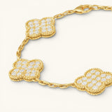 Four Leaf Clover In Gold Zirconia